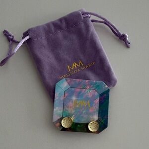 Melinda Maria Gold Textured & Pave Stud Earrings